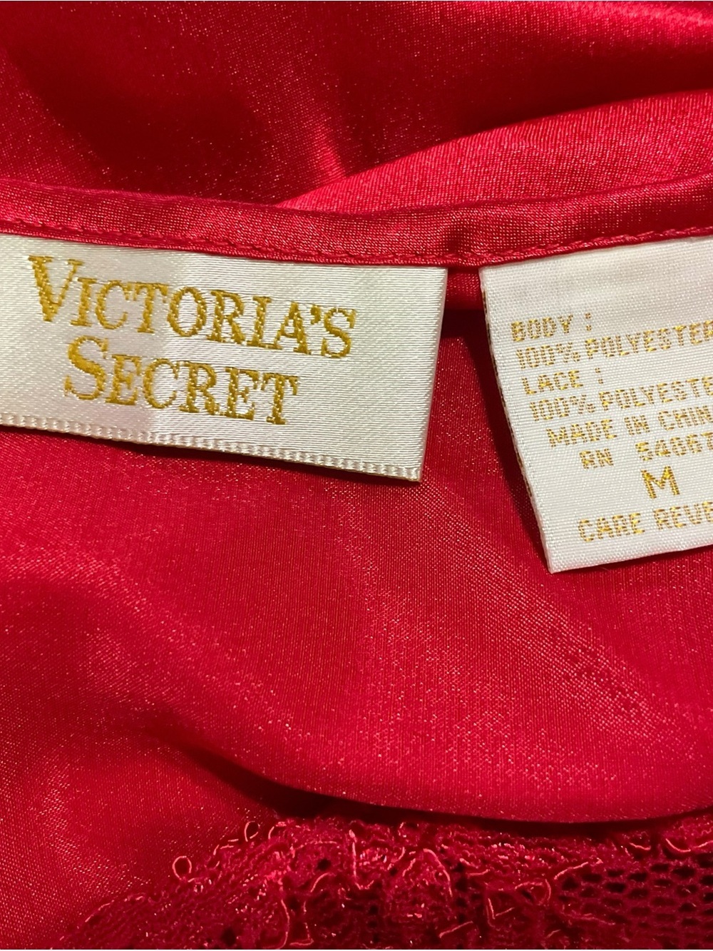 Victoria’s Secret Red Satin Lace Maxi Nightgown Slip Dress Gown M - Picture 5 of 7